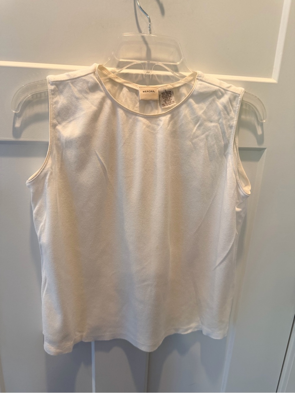 Merona Ivory Cream Sleeveless Knit Tank Top Cotton Rayon Large